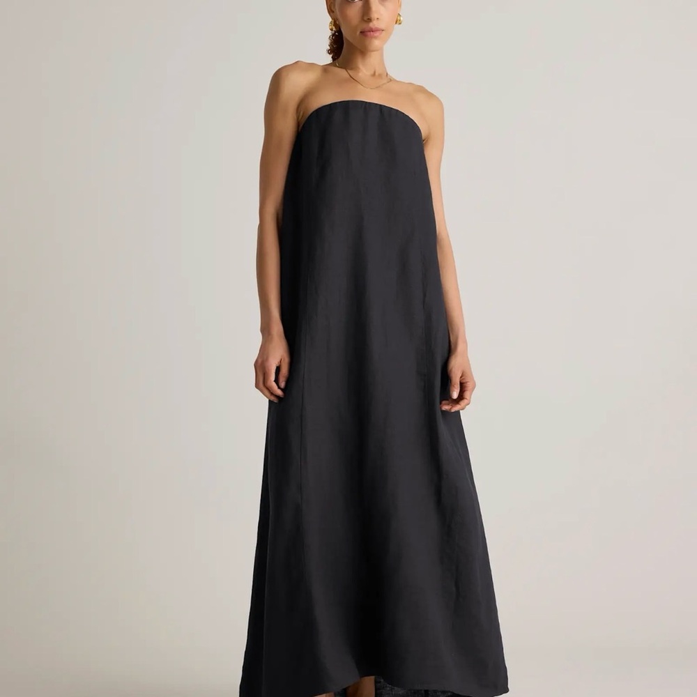 Quince Strapless Black Maxi Dress